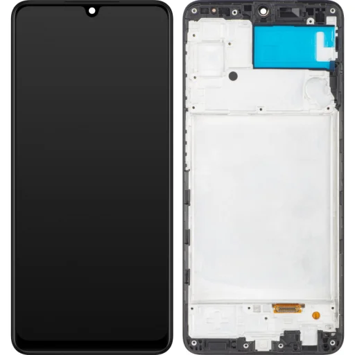 LCD kijelző modul MP Samsung Galaxy A22 A225, utángyártott, fekete üvegfólia - 1