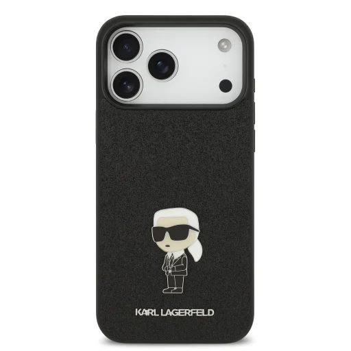  iPhone 17 Pro Max Black Karl Lagerfeld Fixed Glitter Metal Ikonik tok - 3