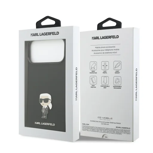  iPhone 17 Pro Max Karl Lagerfeld Liquid Silicone Metal Ikonik tok - 7