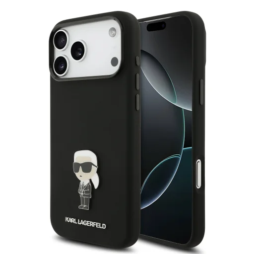  iPhone 17 Pro Max Karl Lagerfeld Liquid Silicone Metal Ikonik tok - 1