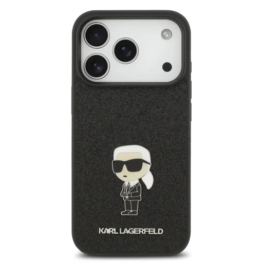  iPhone 17 Pro fekete Karl Lagerfeld Fixed Glitter Metal Ikonik tok - 3