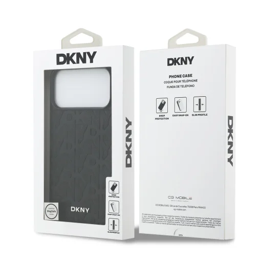  iPhone 17 Pro Max Fekete DKNY PU Bőrből készült Rács Mintás Magsafe tok - 7