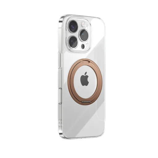 Joyroom JR-16JL6 iPhone 16 Pro ultra-vékony MagSafe kompatibilis tok 360°-os gyűrűs állvánnyal - arany tok - 1