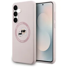 Samsung Galaxy S25 FE Karl Lagerfeld szilikon Karl&Choupette fejek MagSafe tok rózsaszín