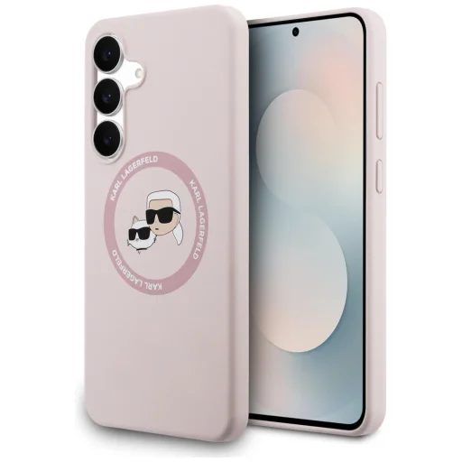 Samsung Galaxy S25 FE Karl Lagerfeld szilikon Karl&Choupette fejek MagSafe tok rózsaszín - 1