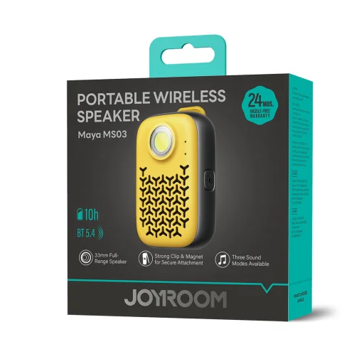 Joyroom Maya JR-MS03 hordozható Bluetooth hangszóró beépített zseblámpával, ellenálló - sárga - 3