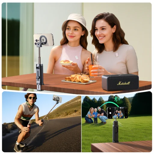 Joyroom JR-ZS509 MagSafe kompatibilis szelfibot Bluetooth-tal - Fekete - 5