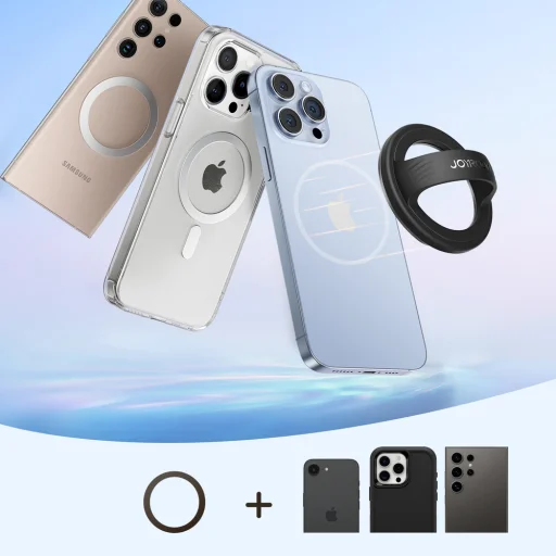 Joyroom JR-ZS500 Mágneses Gyűrű MagSafe Kompatibilis Tartó - Fekete - 4