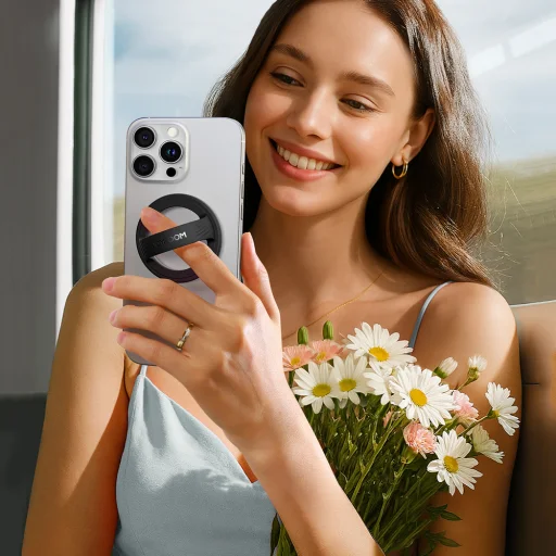 Joyroom JR-ZS500 Mágneses Gyűrű MagSafe Kompatibilis Tartó - Fekete - 5