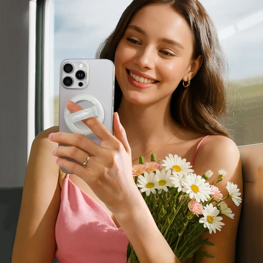 Joyroom JR-ZS500 mágneses gyűrű kompatibilis MagSafe tartó - Fehér - 7