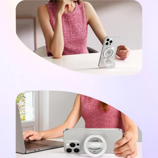 Joyroom JR-ZS500 mágneses gyűrű kompatibilis MagSafe tartó - Fehér - 3