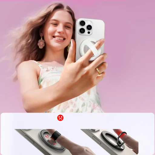 Joyroom JR-ZS500 mágneses gyűrű kompatibilis MagSafe tartó - Fehér - 4