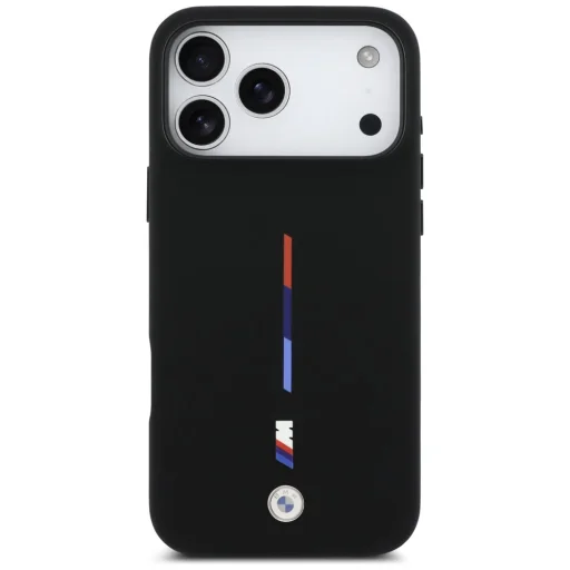 iPhone 17 Pro Max BMW M Szilikon Trikolor Vonal MagSafe tok Fekete - 3