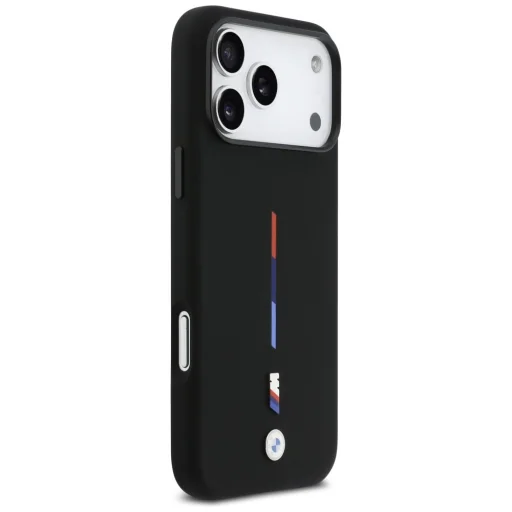 iPhone 17 Pro Max BMW M Szilikon Trikolor Vonal MagSafe tok Fekete - 4