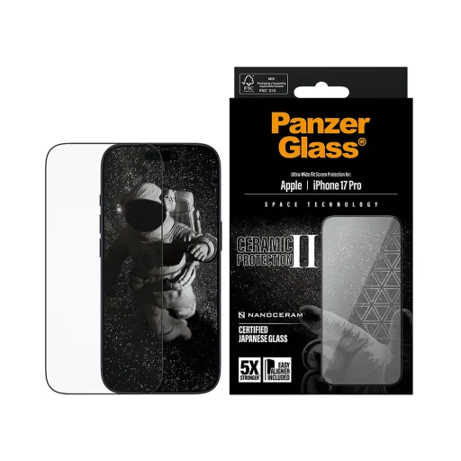  iPhone 17 Pro Fekete PanzerGlass® - Ultra-Wide Fit Ceramic II kijelzővédő EasyAlignerrel üvegfólia - 7