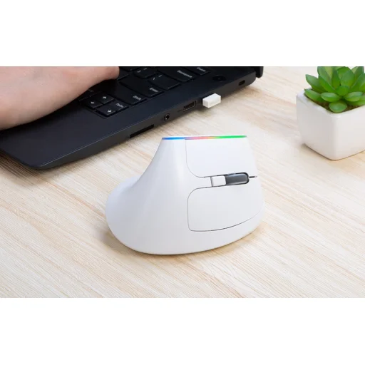 Delux M618C Vezeték nélküli függőleges egér 2.4G 1600DPI RGB (fehér) - 7