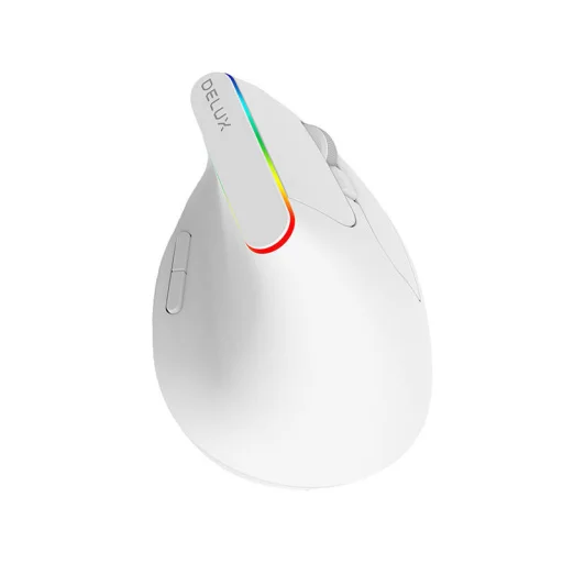 Delux M618C Vezeték nélküli függőleges egér 2.4G 1600DPI RGB (fehér) - 2