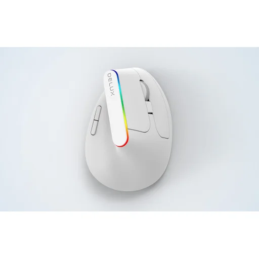 Delux M618C Vezeték nélküli függőleges egér 2.4G 1600DPI RGB (fehér) - 5