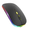 Vezeték nélküli egér (M1) Techsuit - Játékhoz, LED RGB, Csendes, Bluetooth 5.2, 2.4G, 1600 DPI USB-C Töltőkábellel - Fekete. - 4
