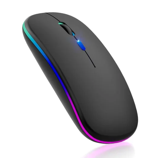 Vezeték nélküli egér (M1) Techsuit - Játékhoz, LED RGB, Csendes, Bluetooth 5.2, 2.4G, 1600 DPI USB-C Töltőkábellel - Fekete. - 2