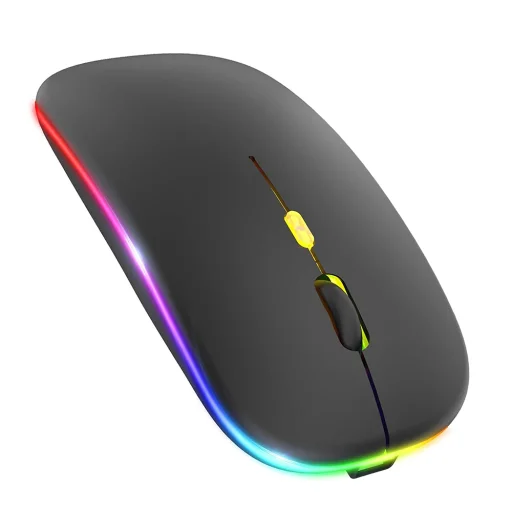 Vezeték nélküli egér (M1) Techsuit - Játékhoz, LED RGB, Csendes, Bluetooth 5.2, 2.4G, 1600 DPI USB-C Töltőkábellel - Fekete. - 4