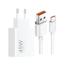 Xiaomi MDY-17-EF USB-A 45W hálózati töltő adapter + adatkábel USB-C 6A fehér (Bulk)