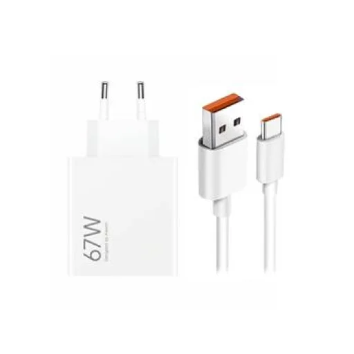 Xiaomi MDY-15-ET USB-A 67W Hálózati töltő adapter + USB-C 6A adatkábel fehér (Bulk) - 1