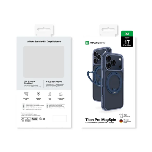 AmazingThing Titan Pro MagSpin fliptok iPhone 17 Pro Max kompatibilis MagSafe - Kék tok - 8