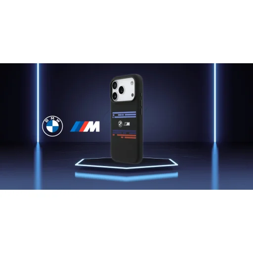 BMW M Szilikon Vízszintes Csík MagSafe Tok iPhone 17 Pro Fekete - 9