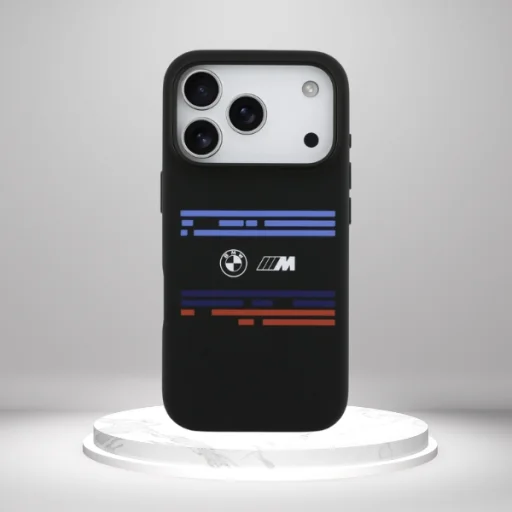 BMW M Szilikon Vízszintes Csík MagSafe Tok iPhone 17 Pro Fekete - 11