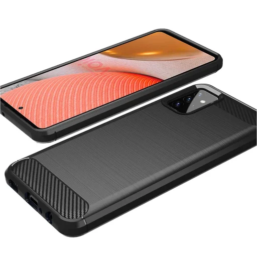Samsung Galaxy A72 4G / A72 5G Techsuit - Carbon Silicone - Fekete tok - 2