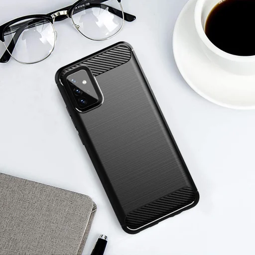 Samsung Galaxy A72 4G / A72 5G Techsuit - Carbon Silicone - Fekete tok - 6