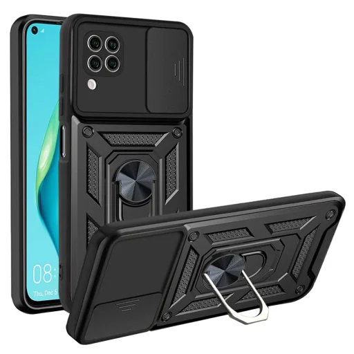 Huawei P40 Lite Techsuit CamShield Series - Fekete tok - 1