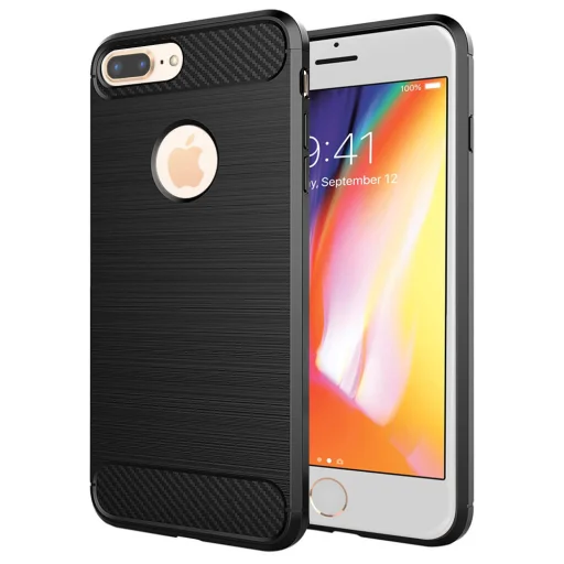 iPhone 8 Plus Fekete Techsuit Carbon Silicone tok - 1