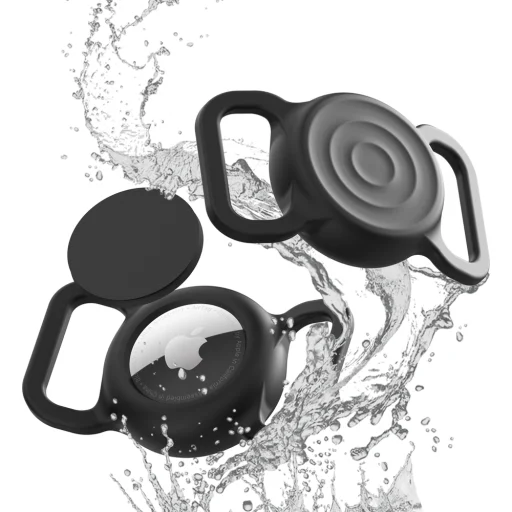 AirTag szilikon vízálló tok kutya vagy macska nyakörvhöz - fekete tok - 3