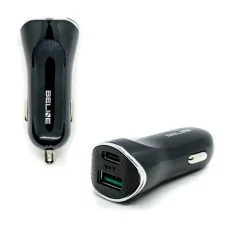 Beline Autós Töltő 1xUSB/1xUSB-C 30W fekete