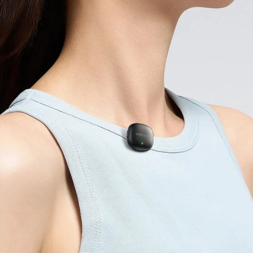  Acefast Wireless Lavalier Microphones (R1) - Type-C, 360° Felvételi Tartomány, Zajcsökkentés, 750mAh, Ultra-alacsony Késleltetés - Fekete - 7