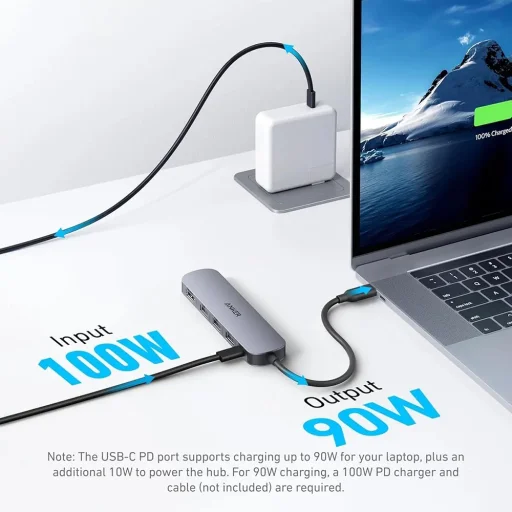 Anker Dokkolóállomás (A8357HA0) - 5 az 1-ben, USB-C, 2x USB-A 2.0, 1x USB-A 3.0, 4K HDMI, 5Gbps, 90W - Fekete - 3