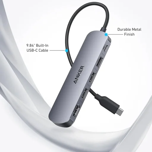 Anker Dokkolóállomás (A8357HA0) - 5 az 1-ben, USB-C, 2x USB-A 2.0, 1x USB-A 3.0, 4K HDMI, 5Gbps, 90W - Fekete - 5