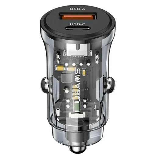 USAMS autós töltő 1xUSB+1xUSB-C C32 30W Gyors Töltés fekete CC164CC01 (US-CC164) - 1