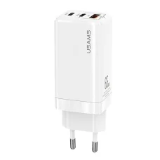 USAMS Falitöltő MT 2xUSB-C + USB GaN 65W T33 PD (csak fej) Gyors töltés fehér CC110TC02 (US-CC)