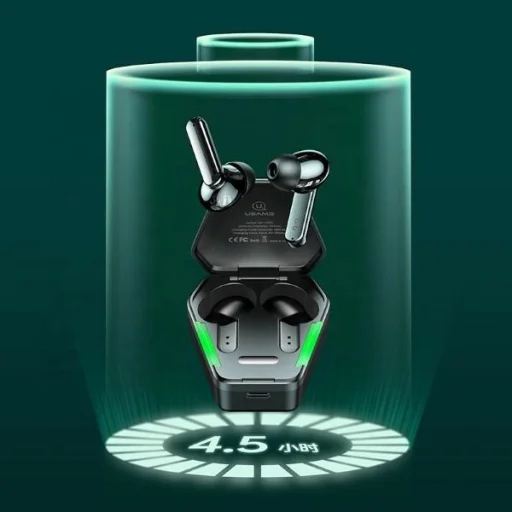 USAMS Bluetooth 5.0 TWS JY sorozatú, vezeték nélküli gaming fülhallgató fekete BHUJY01 - 3