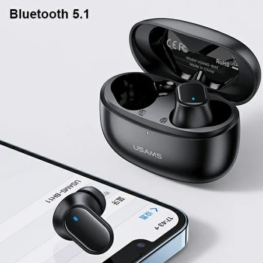 BH Series USAMS Bluetooth 5.1 TWS vezetéknélküli fülhallgató piros BHUBH03 - 5