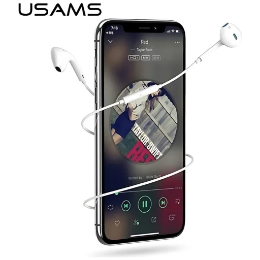 iPhone 7/8/X/XS/XS Max/XR USAMS Stereo Headphones EP-24 Lightning fehér - 3