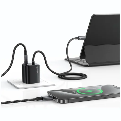 USAMS JC Series CC264 30W GaN Mini Gyors Töltő 2xUSB-C Fehér Fali Töltő - 6