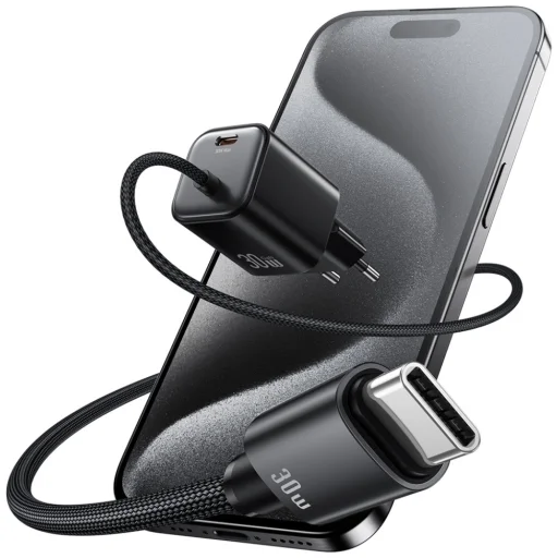 USAMS JC Series CC264 30W GaN Mini Gyors Töltő 2xUSB-C Fehér Fali Töltő - 8