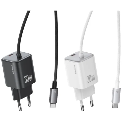 USAMS JC Series CC264 30W GaN Mini Gyors Töltő 2xUSB-C Fehér Fali Töltő - 2