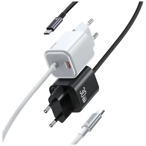 USAMS JC Series CC264 30W GaN Mini Gyors Töltő 2xUSB-C Fehér Fali Töltő - 3
