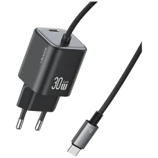 USAMS JC Series CC264 30W GaN Mini Gyors Töltő 2xUSB-C Fali Adapter Fekete