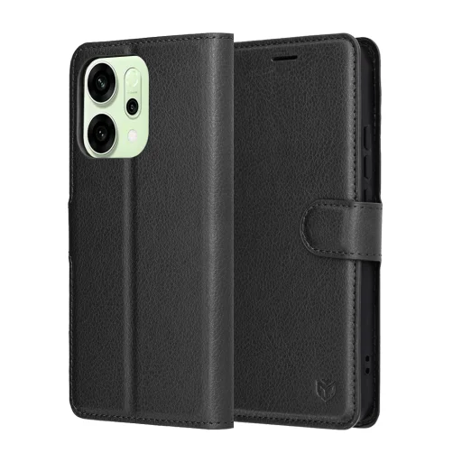 Oppo Reno14 Techsuit Leather Folio Fekete tok - 1